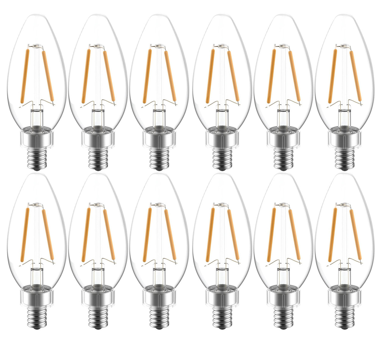(12 bulbs) GE 42465 Reveal LED Chandelier Bulb, 200 lumens, 2.5 watts, candelabra base, blunt tip, clear Color-Enhancing HD Light, Dimmable LED Candle Light Bulb