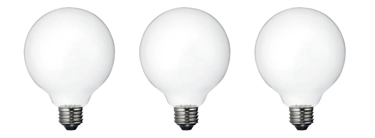 (case of 3 bulbs) GE 41835 Relax LED G30 Vanity Globe, frosted, Soft White 2700K, 6 watt, 500 lumen, Dimmable Decorative Globe Light Bulb, 60 watt replacement