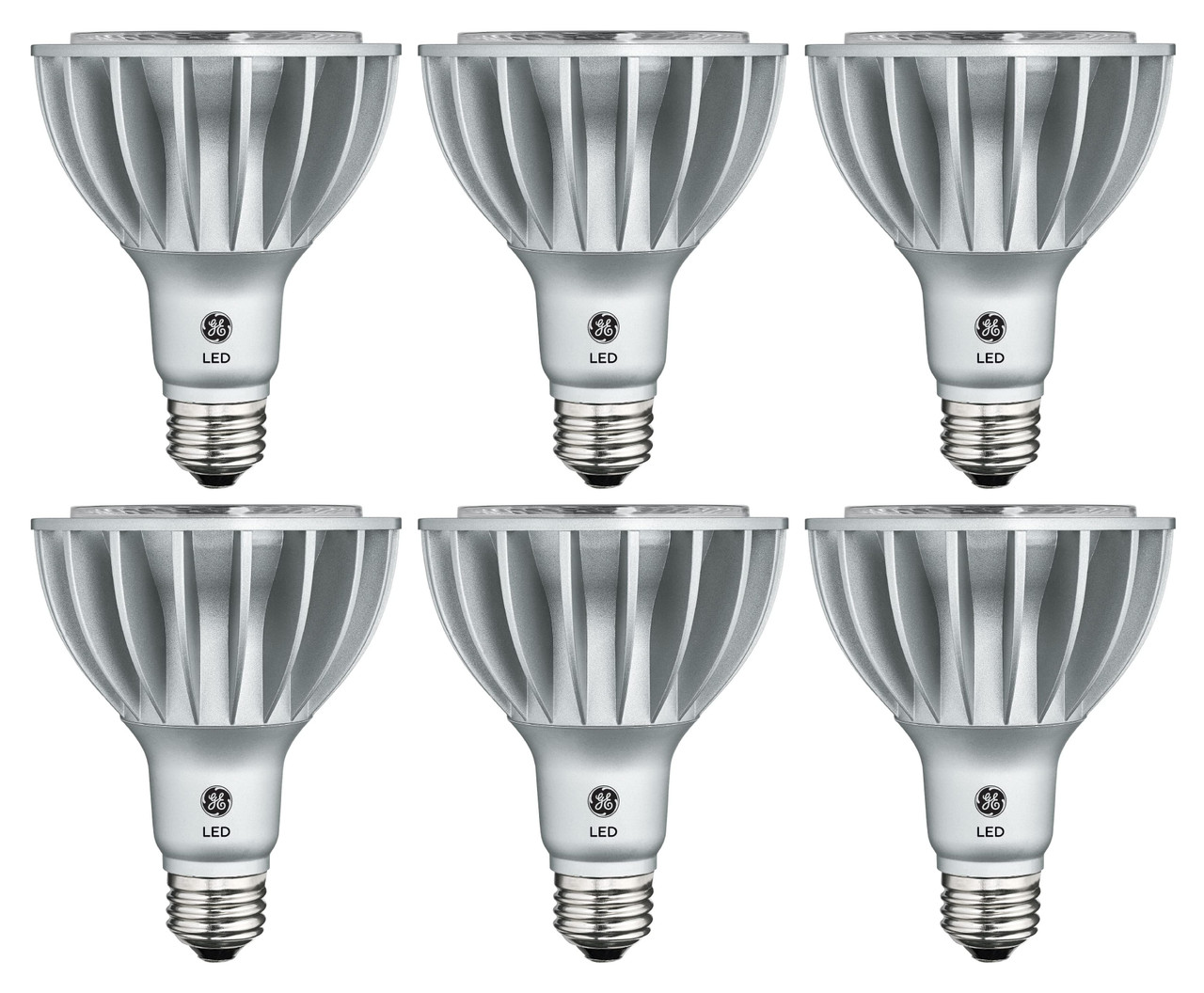 (6 bulbs) GE nighthawk LED PAR30 Longneck, 24 watt, 2200 lumens, 3000K warm white, medium base, indoor floodlight, dimmable ultra bright 150 watt equivalent