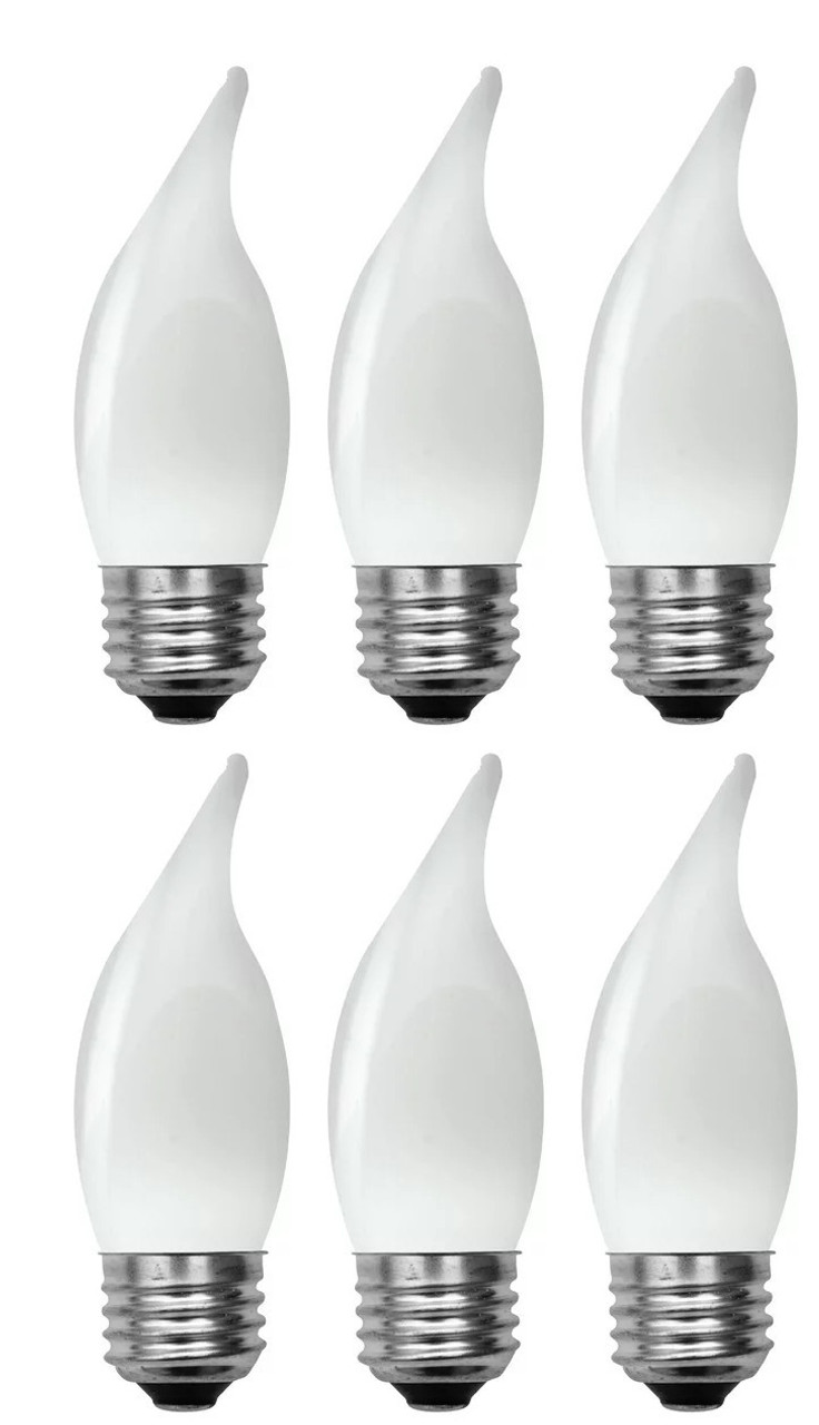 (case of 6 bulbs) GE 35916 LED Decorative Frosted Light Bulb, Dimmable, 3 watts, 200 lumens, medium base soft white 25 watt equivalent LED chandelier light bulb