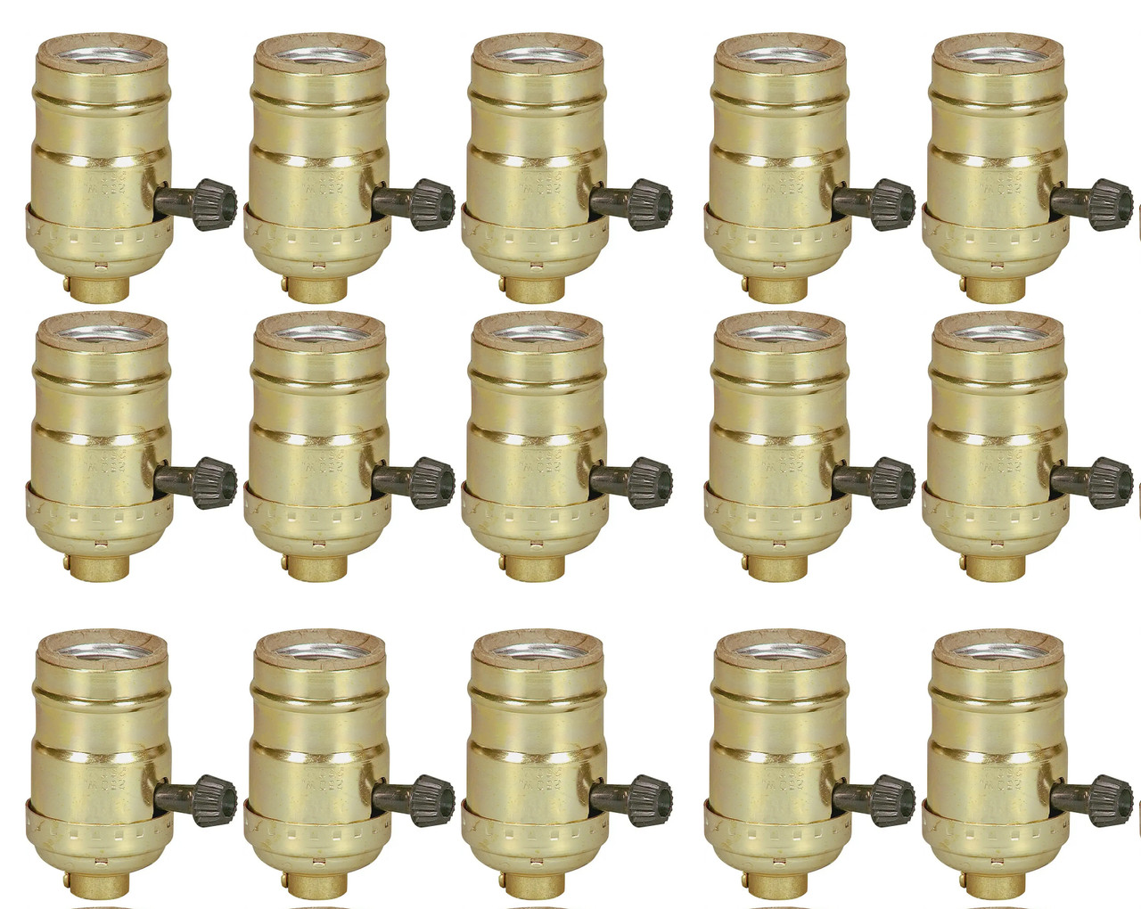 (case of 15) EATON Wiring 917ABD Medium Base Lamp Holder Adapter, Turn Knob metal Lamp stem mounting, medium screw base, 250w rated, 250V