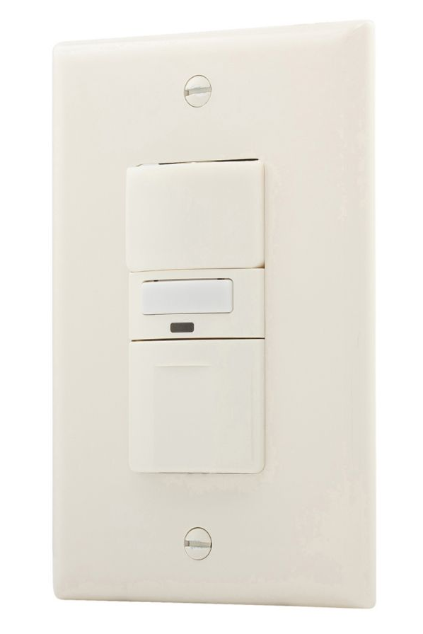 Eaton VS310U-LA Vacancy sensor switch with LED nightlight, 120V, wire leads, light almond, 1 pole, 3-way, Light Almond