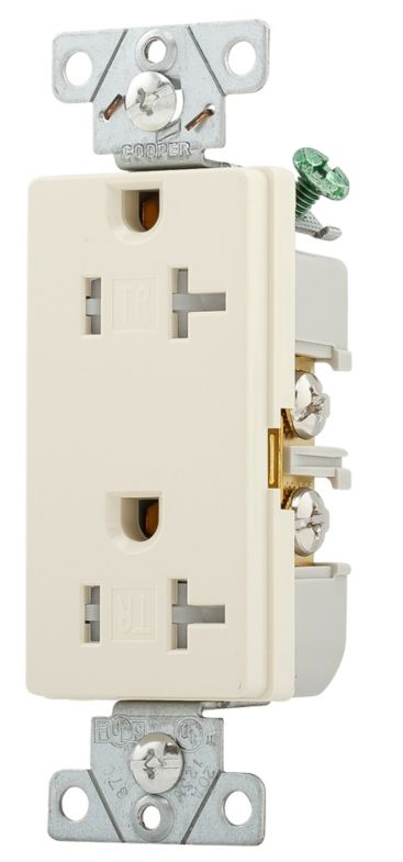 (case of 10) Eaton TR6352LA-BOX Tamper Resistant Commercial Grade Duplex Receptacle, Light Almond, 20A 125V, #14-10 AWG