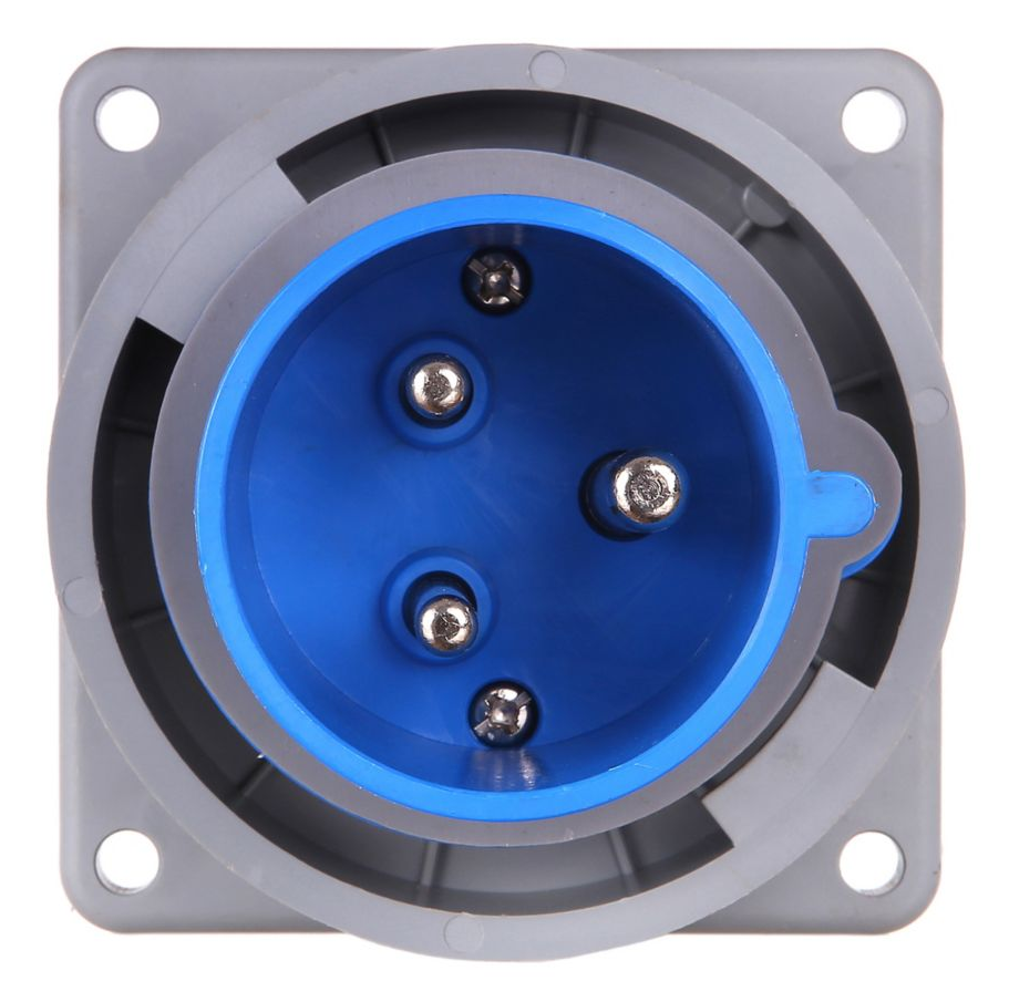 Eaton Arrow Hart AH332B6W 32 Amp Pin and Sleeve Inlet, 2-Pole, 3-Wire, 220V-240V, Blue, IP69K, IP67