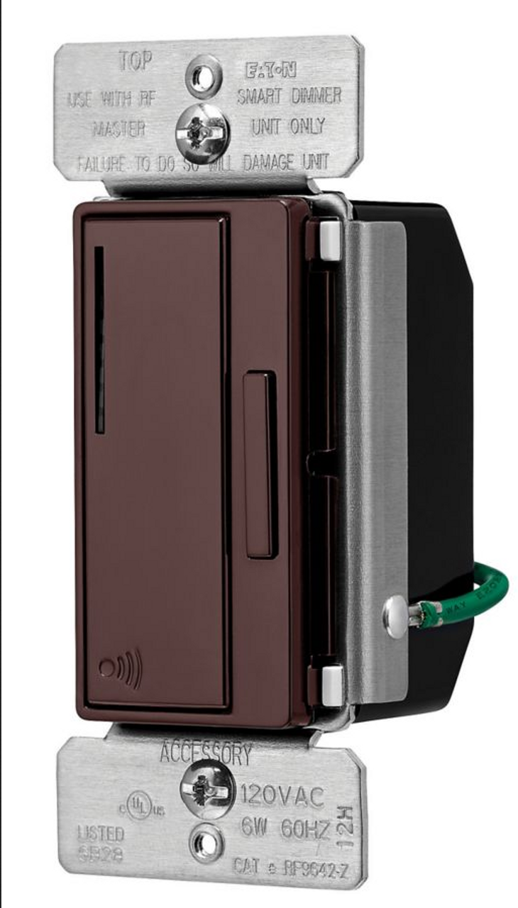 EATON RF9642-ZDB Z-Wave Plus Accessory Dimmer, Brown, 7 step LED light level display, 120V, 3-way