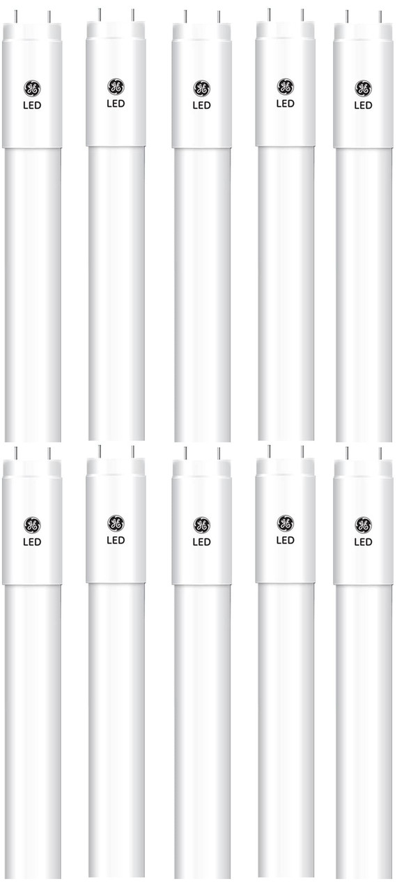 (case of 10) GE Lighting 34261 LED Tube T8, 48 inches, 6500K Daylight, Type C LumenChoice, Selectable Lumens, Dimmable, LED upgrade for 4ft T8 Fluorescent Lamp