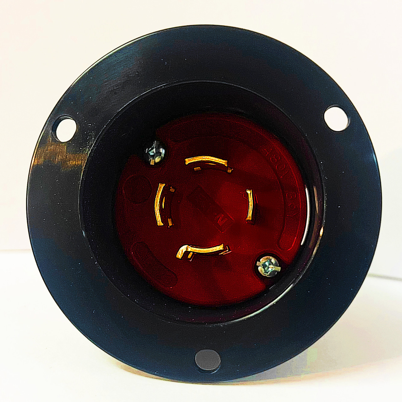 Eaton Arrow Hart AHCL1920FI 20 Amp Color Coded Locking Flanged Inlet, RED, 4-pole, 4-wire, 3 phase, #14-8 AWG, 277/480V, 