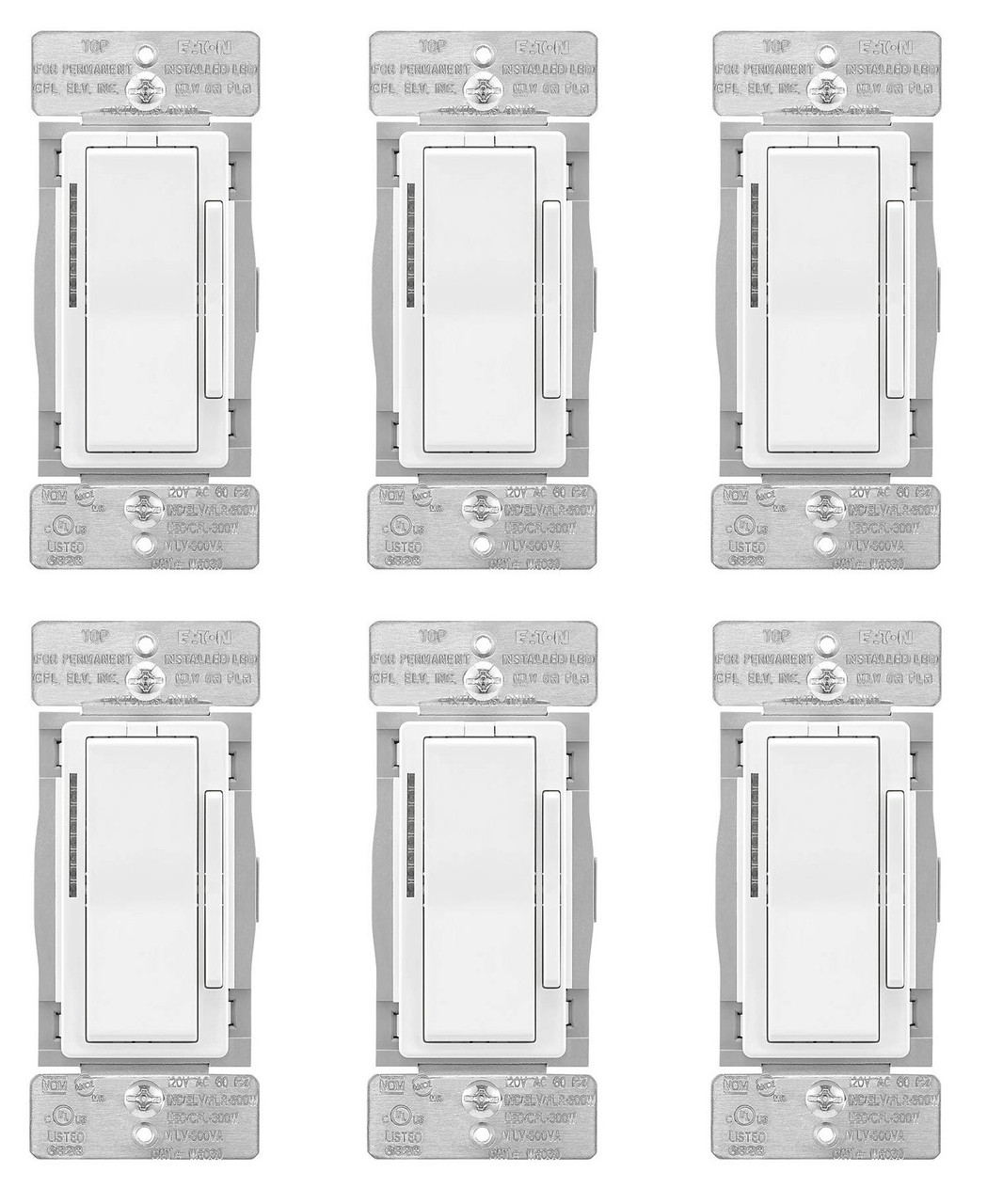 (case of 6) Eaton WFD30-W-BX-L Wi-Fi Smart Universal Dimmer Works with Alexa, White, Control your Lights From Anywhere