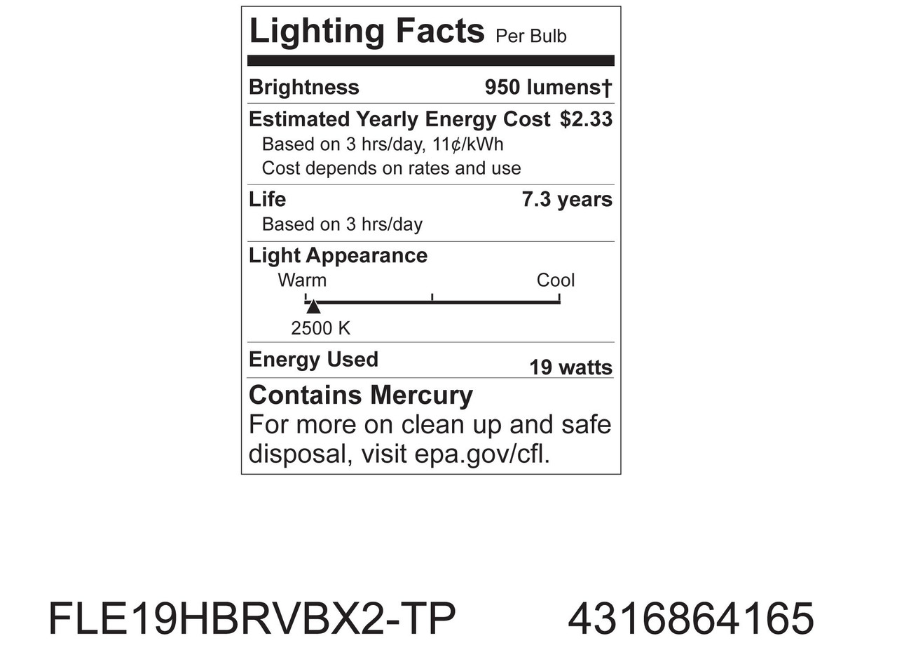 GE Lighting 64166 Reveal Bright from the Start CFL 20-Watt (75-watt replacement) A19 Light Bulb with Medium Base, 2-Pack
