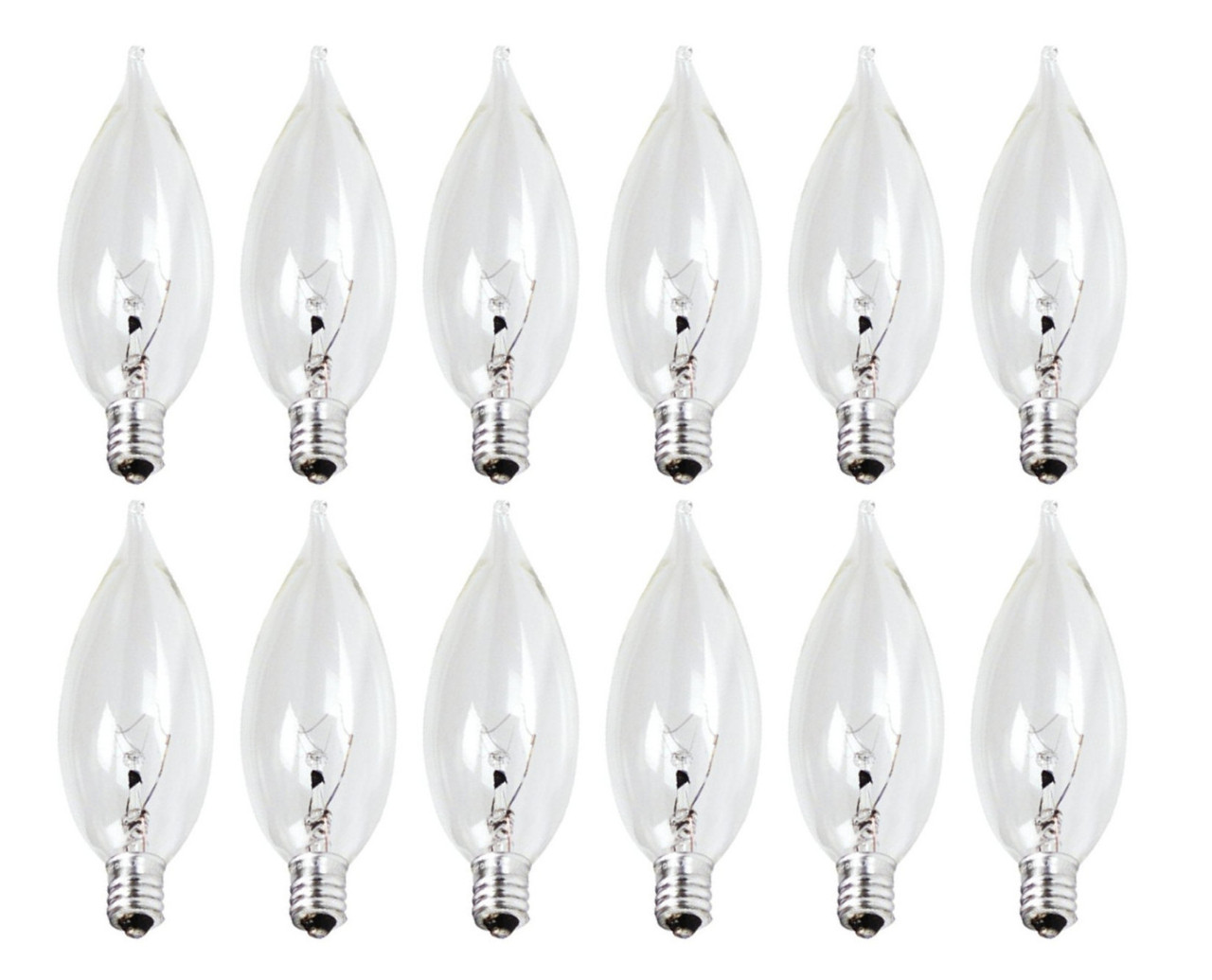 (12 bulbs) Sylvania 13657 Chandelier light bulb, 15 Watt Bent Tip B10 Candelabra base Light Bulbs, Decorative Incandescent Classic Chandelier Bulb 