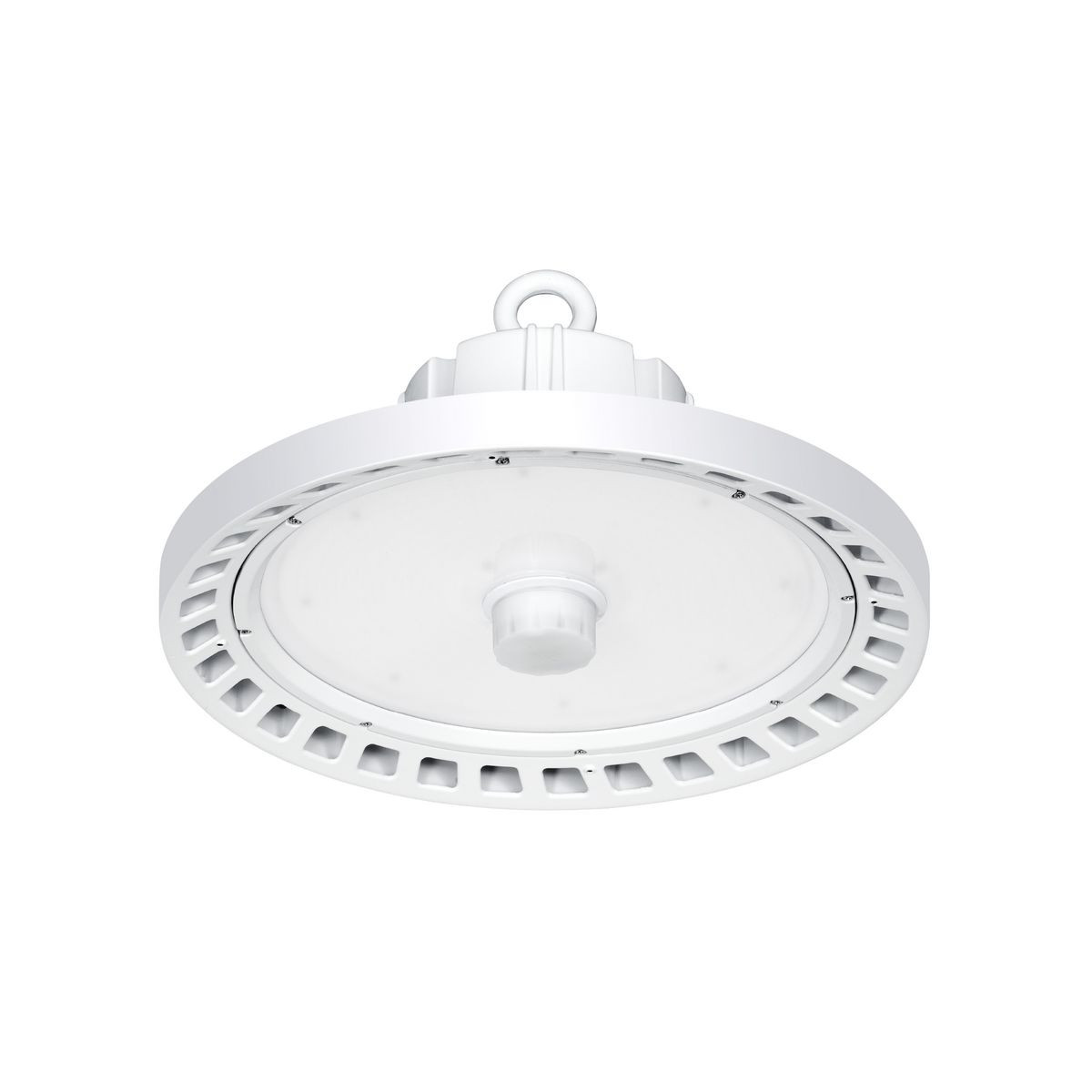 Hubbell Columbia Lighting CRN2-40MX-EDHV-FP-OCS Wet Location High Bay, 240 watts, Industrial Voltage 347-480V, Frosted Polycarbonate Lens, Microwave Ocuupancy Sensor, Dimming, with photcell, 