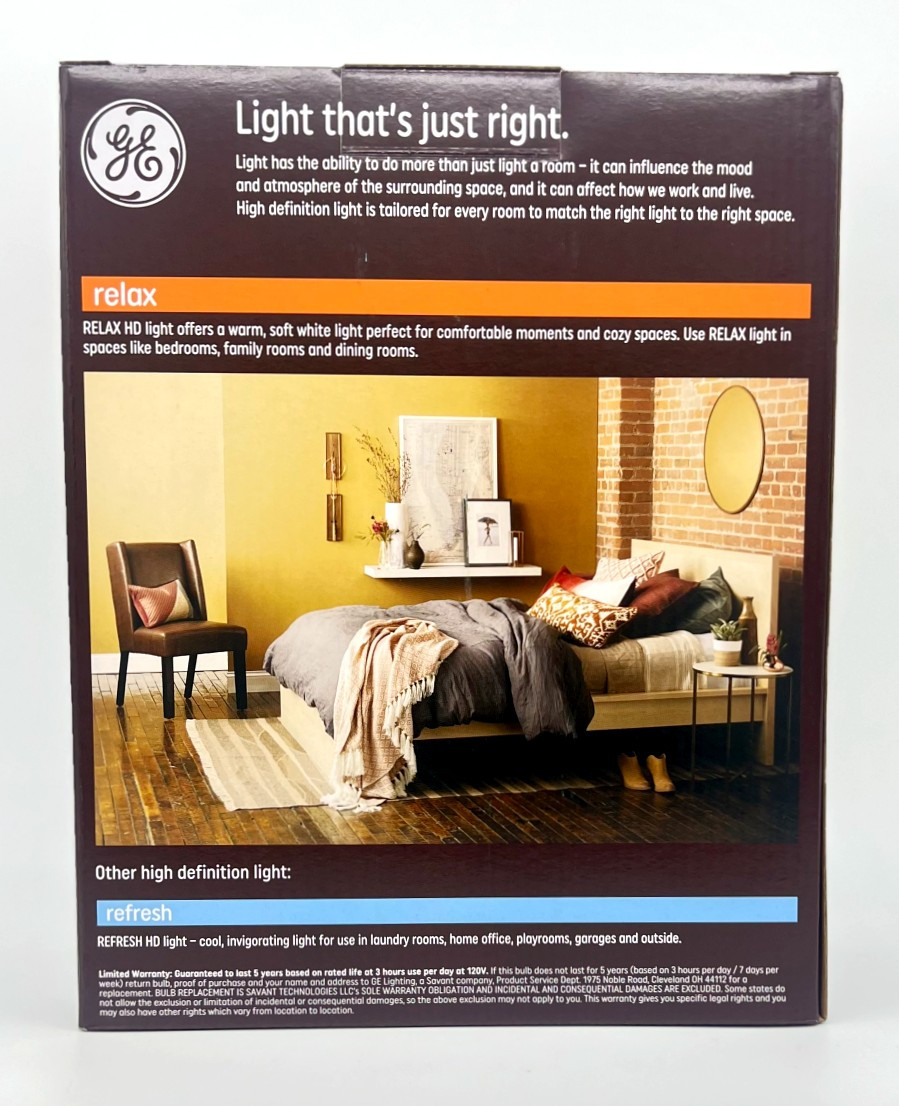 (pack of 6 bulbs) GE Relax LED BR30, 8 watt, 700 lumen, 65-Watt equivalent, Dimmable Soft White Flood Light Bulb