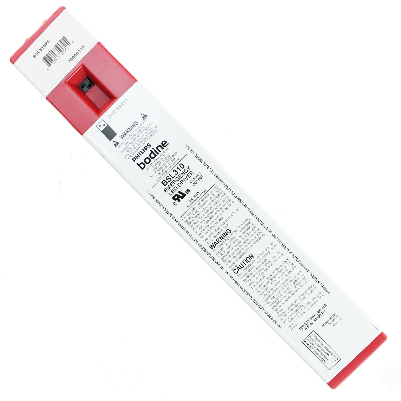 Bodine BSL310PC Emergency LED Driver, Linear Strip, 120/277V, 90 Minute