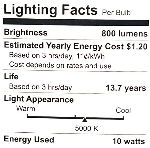 (4 bulbs) GE 67515 LED A19 60 watt equivalent Daylght Dimmable LED light bulb, uses only 10 watts, 800 lumens