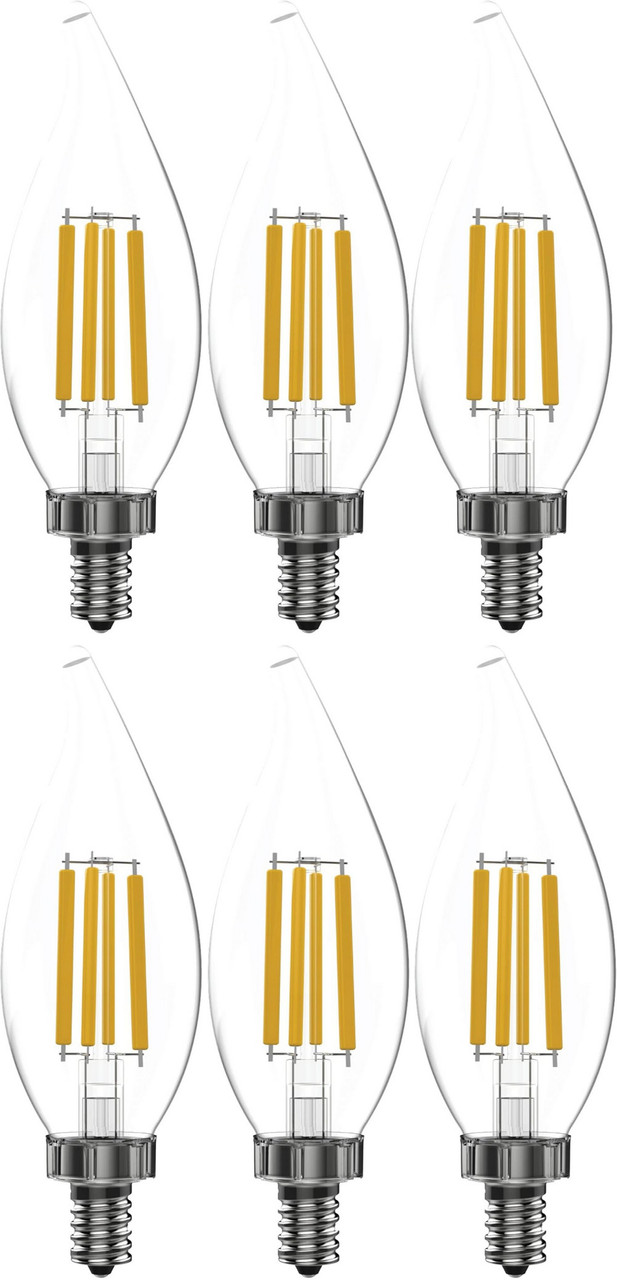 (6 bulbs) GE ultra bright LED 100 watt equivalent CA12 Daylight Dimmable Decorative Candle Light Bulb  