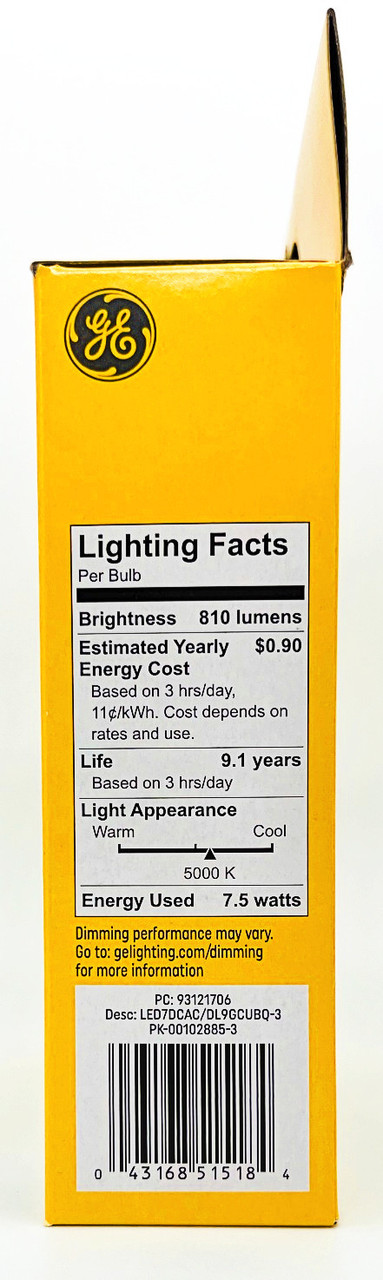 (6 bulbs) GE ultra bright LED 100 watt equivalent CA12 Daylight Dimmable Decorative Candle Light Bulb  