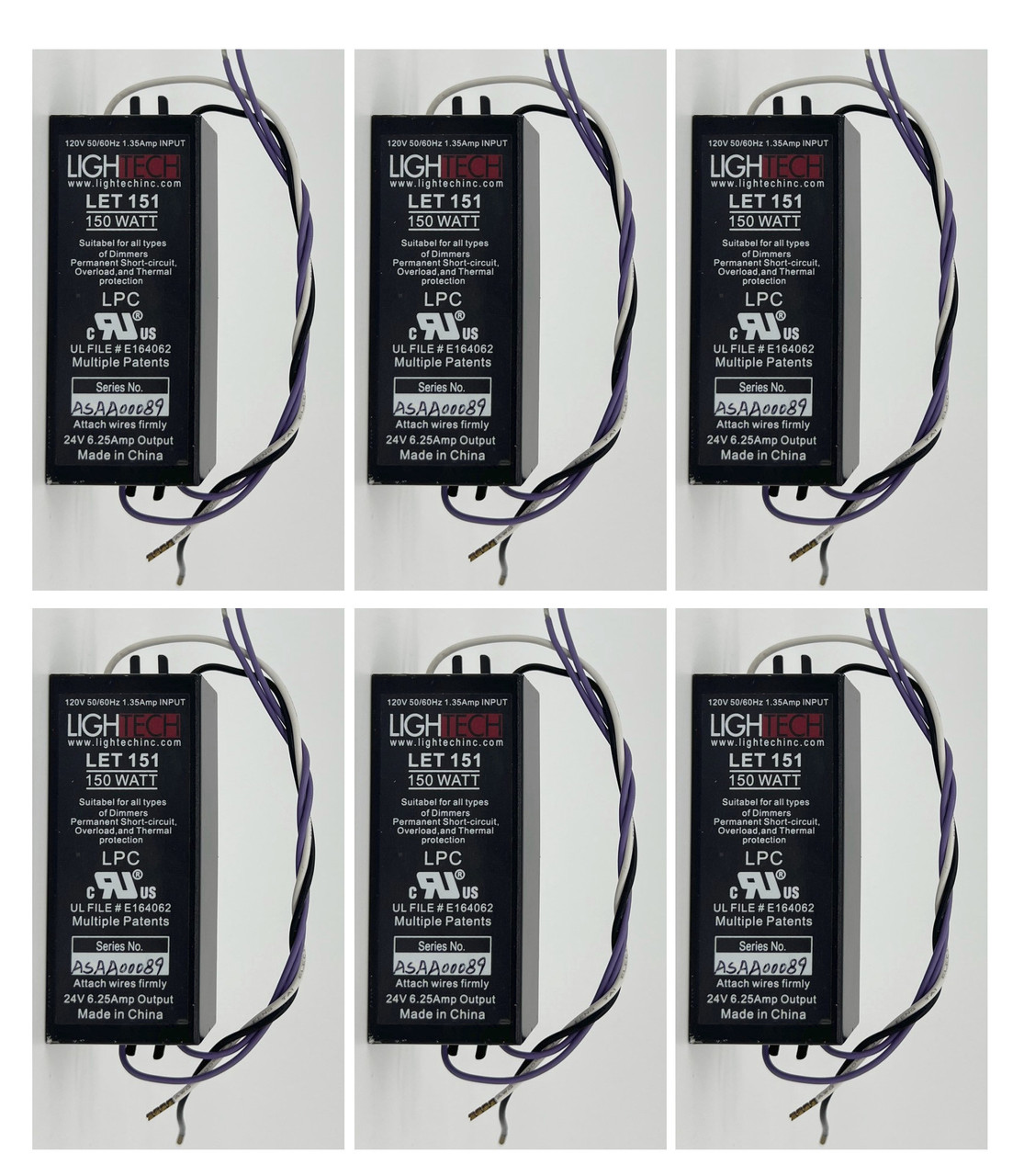 (case of 6) GE 66970 - Lightech 150 watt Output 120 volt Input Electronic Halogen Transformer (LET-151-24V), Dimmable
