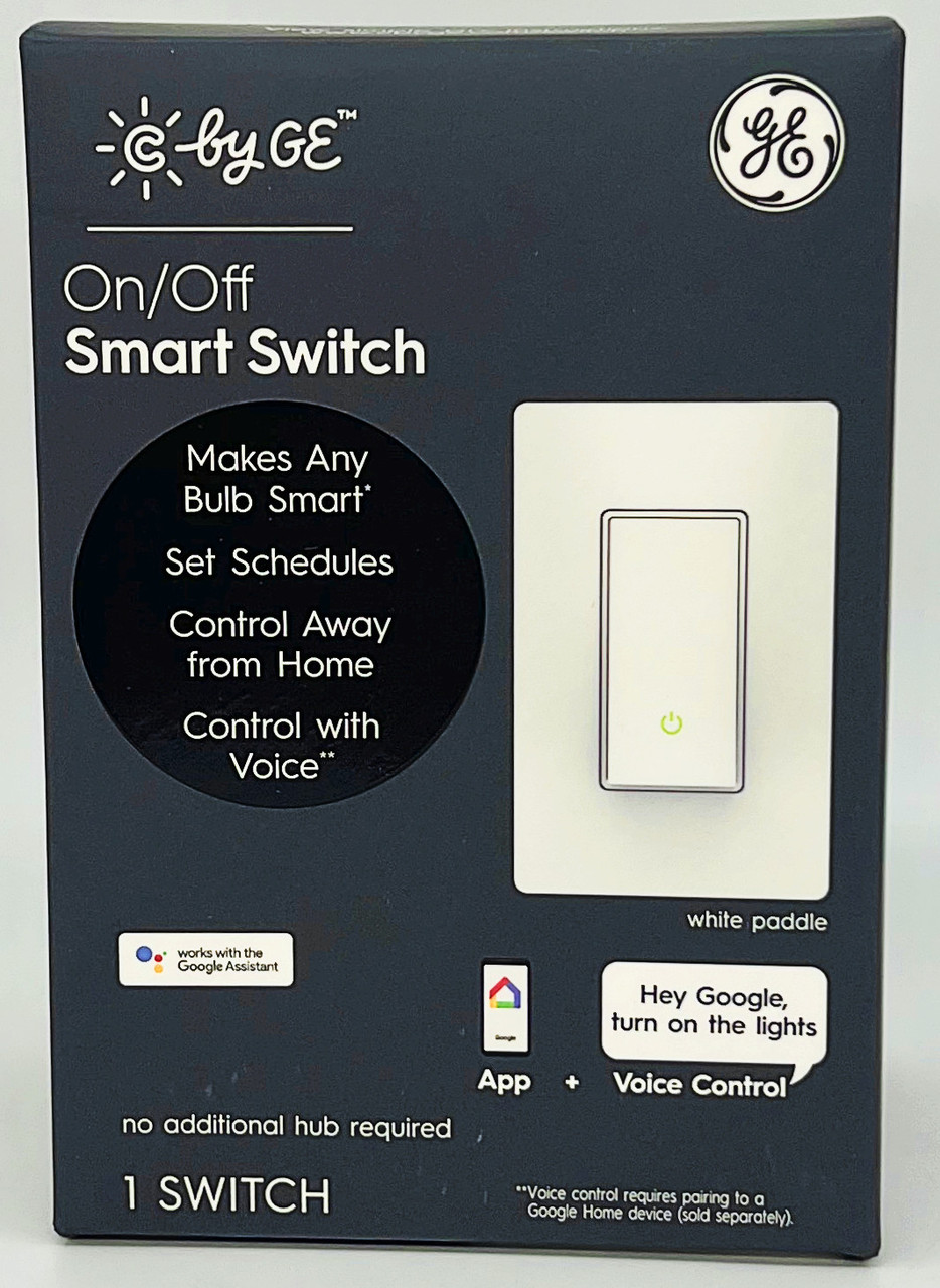GE Smart Light Switch, Paddle Style, Neutral Wire Required, Bluetooth and 2.4 GHz Wi-Fi 4-Wire Switch, Works with Alexa and Google (1 Pack)