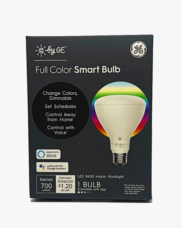 GE Lighting Full Color Smart Bulb, LED BR30, C by GE, Dimmable with app, Change Colors, Control with Voice, 10 watt, 700 lumen LED Floodlight