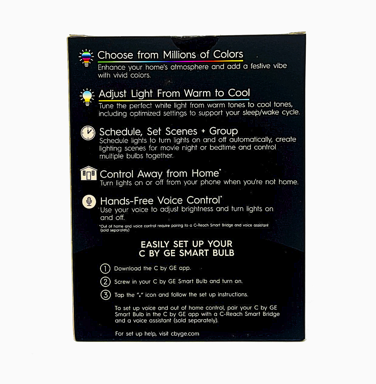 GE Lighting Full Color Smart Bulb, LED BR30, C by GE, Dimmable with app, Change Colors, Control with Voice, 10 watt, 700 lumen LED Floodlight