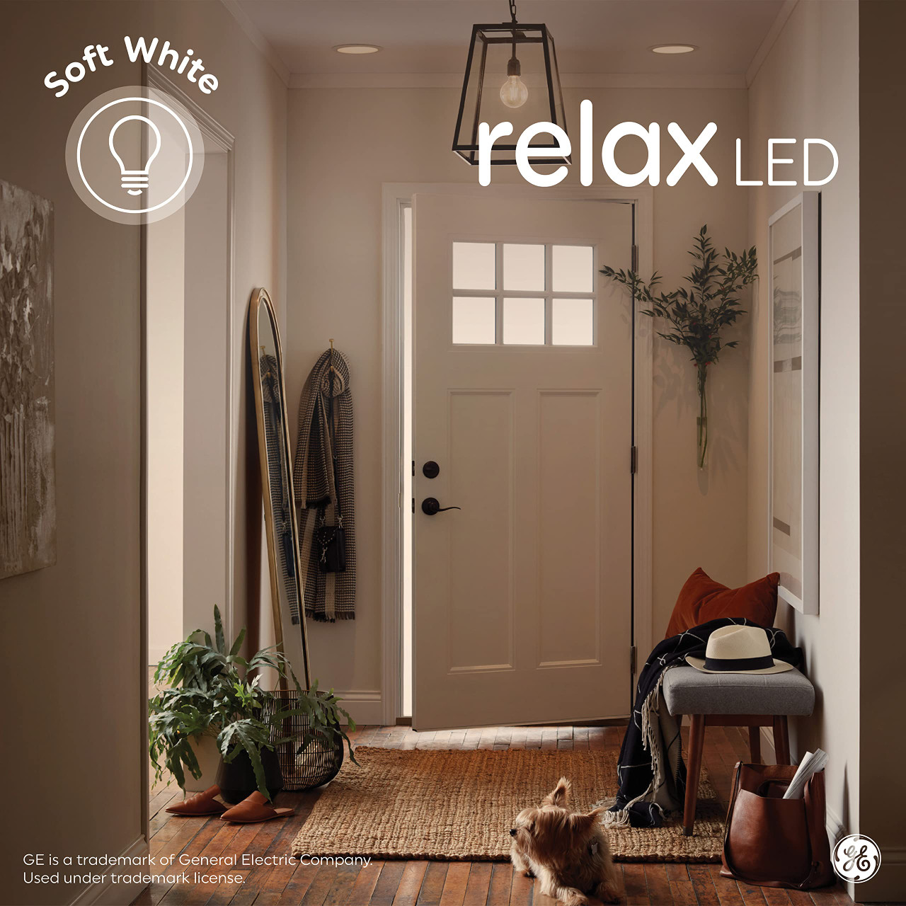 (4 pack) GE Relax LED Light Bulbs, 60 Watt, Soft White, A19 Bulbs, 10 watt, 800 lumen, dimmable, relaxing warm white color