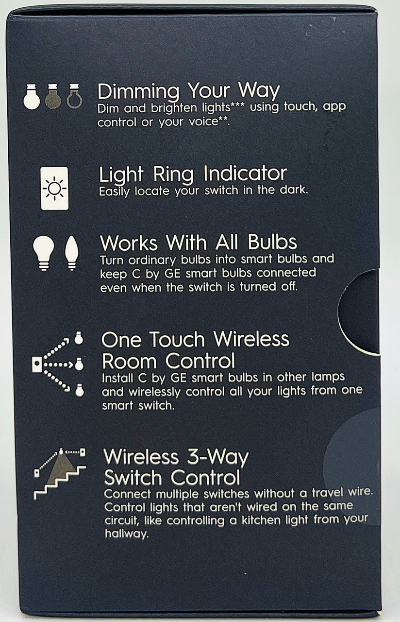 GE Smart Dimmer Light Switch, C by GE, Cync, Wi-Fi Enabled to pair with voice control , control remotely with bluetooth through C by GE app, 4-Wire, 1-Pack