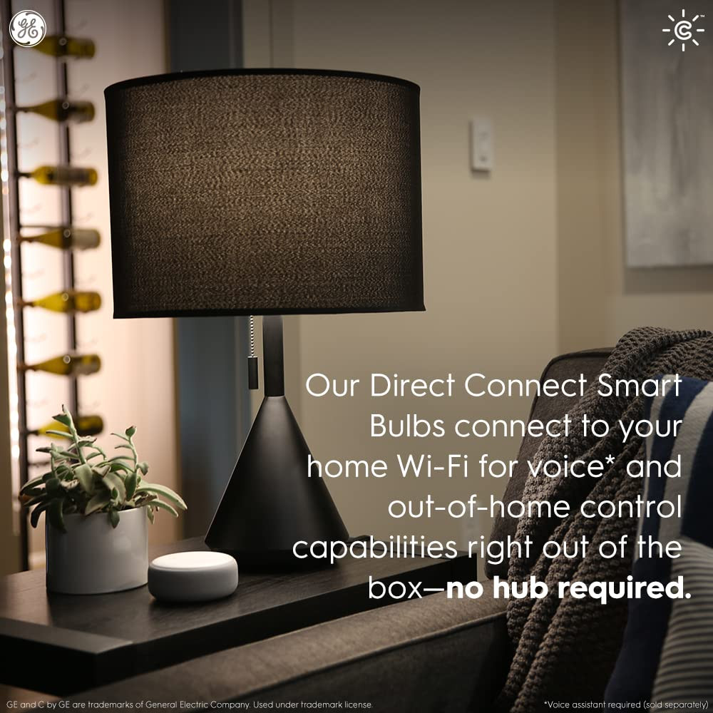 (4 bulbs) GE CYNC Smart LED Light Bulbs, Color Changing, Bluetooth Enabled, Christmas Lights and Holiday Décor, Works with Alexa and Google  