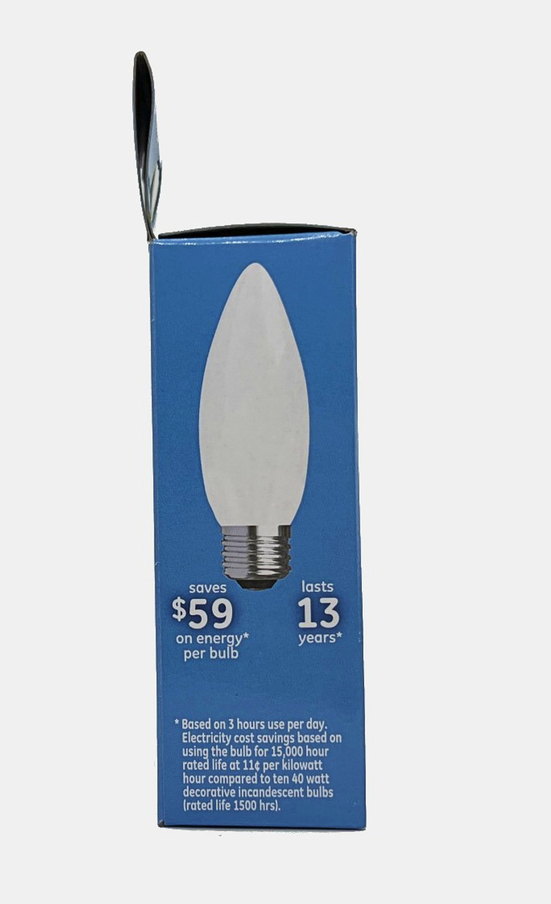 (case of 12 bulbs) Ge 25963 Decorative LED Chandelier bulb, 4 watt, 300 lumen, Daylight, Dimmable, frosted finish, medium base