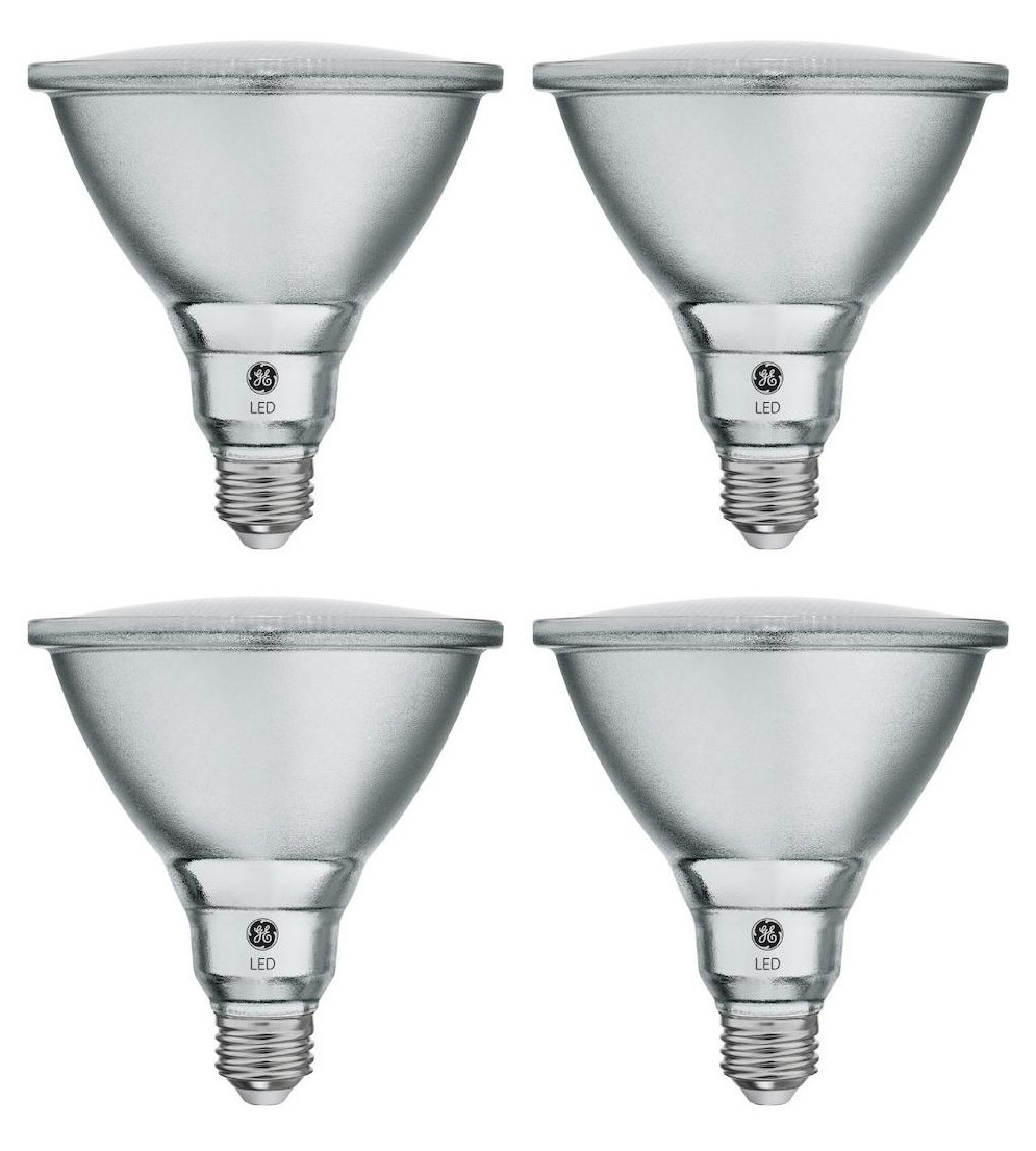 (4 LED bulbs) GE Classic LED PAR38 FloodLight, Daylight, 15 watts, 1300 lumens, Dimmable, 5000K Color Temp, Medium Base, Suitable for Outdoor Use, Medium base