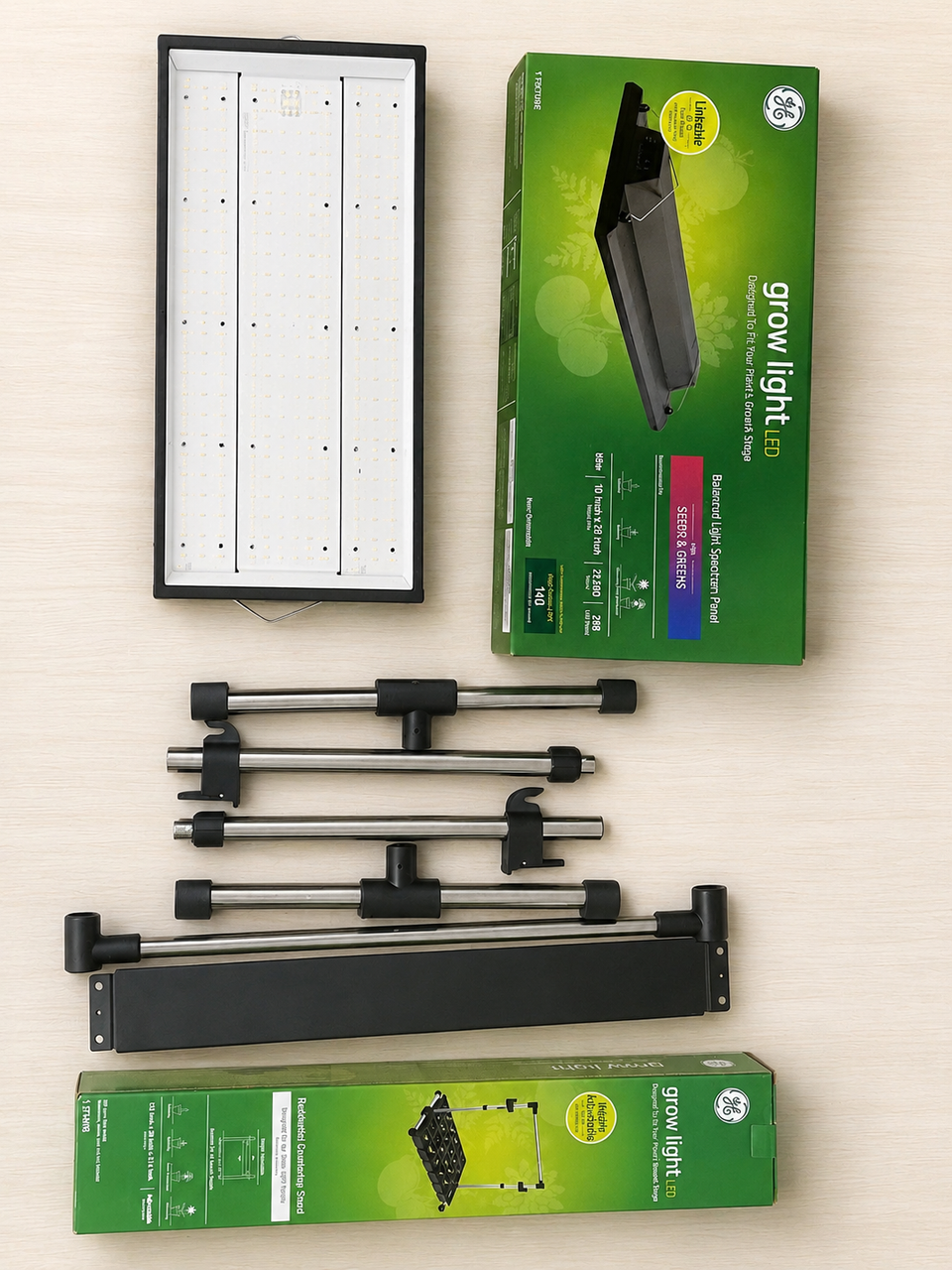 GE grow light LED Seed Starter KIT-- LED Light Panel and Light Stand, for Seeds and Greens