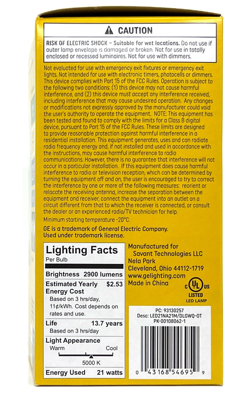 GE Ultra Bright LED A21, 200 Watt Replacement, 2900 lumens, 21 watts, Daylight 5000K, A21 General Purpose LED Light Bulb