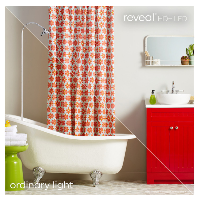 GE reveal LED HD+ Color-Enhancing G25 Globe, 5 watt, 400 lumen, Dimmable LED Decorative Globe Medium Base Frosted  G25 Bulb (2-Pack)