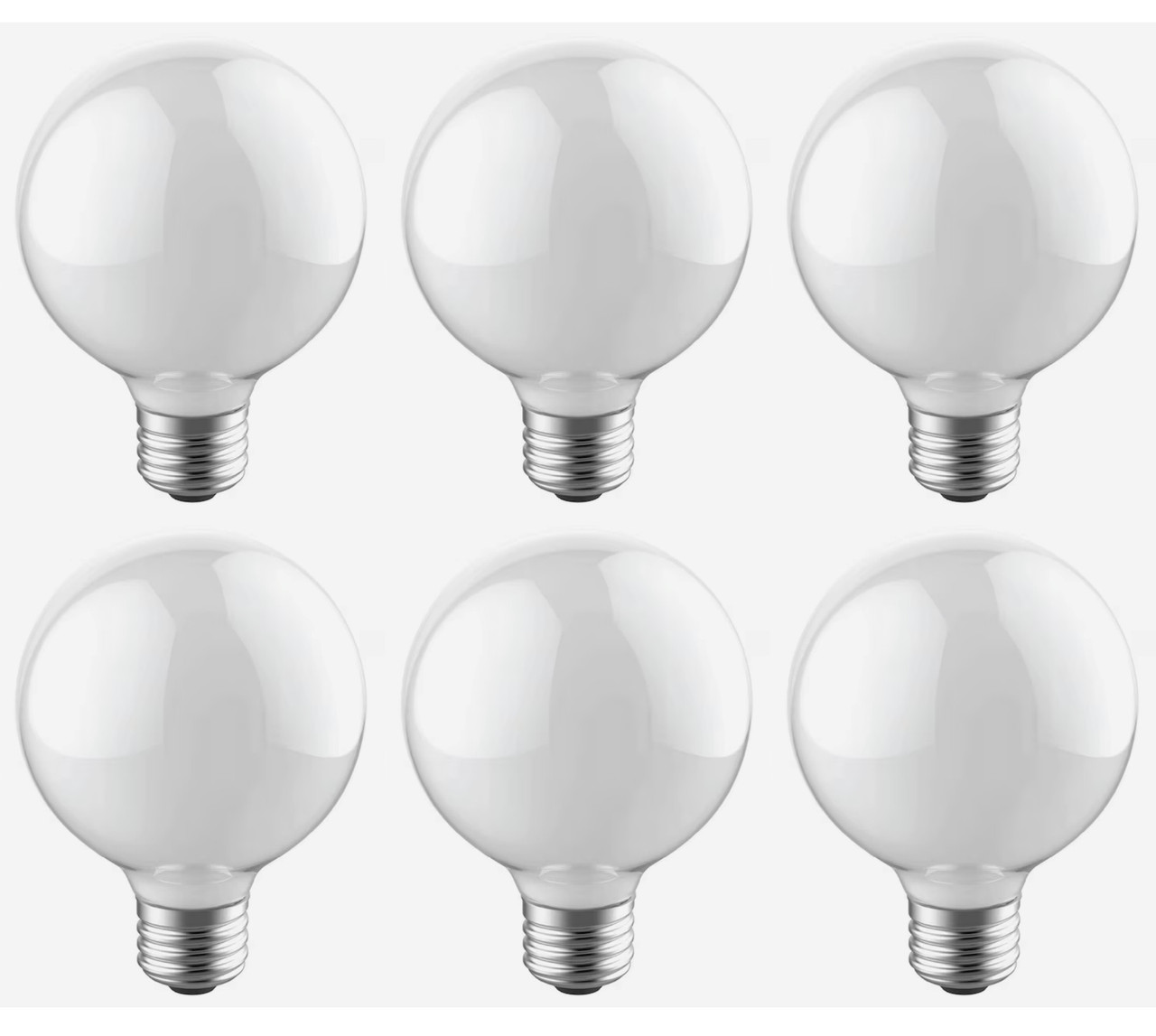 (6 bulbs) GE reveal LED HD+ Color-Enhancing G25 Globe, 5 watt, 400 lumen, Dimmable LED Decorative Globe Medium Base Frosted  G25 Bulb, 60 watt replacement