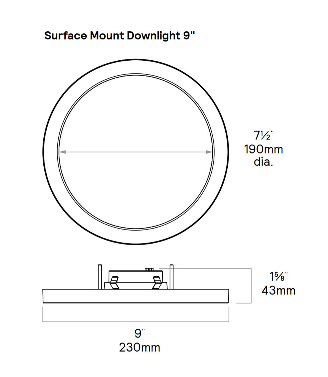 Lightolier196197 - SD9R12ESCT1W Indoor Surface Flush Mount Downlight LED Fixture, 9 inch round, 16 watts, 1200 lumens, Triac Dimming, Selectable color temperature