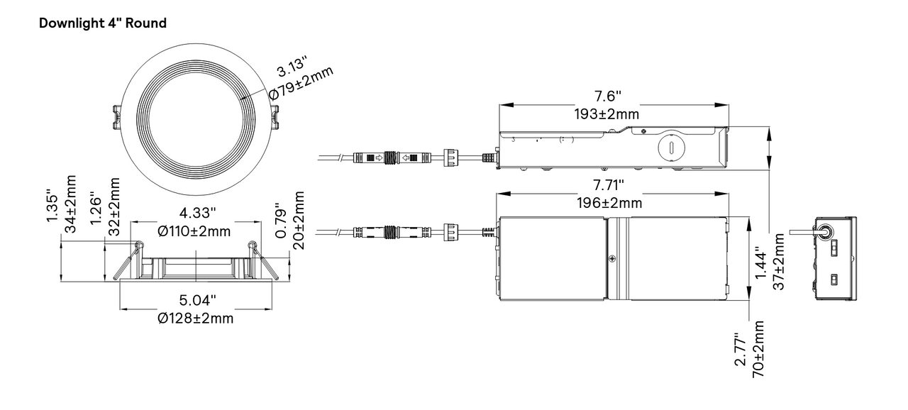 Lightolier LED Downlight, 4 inch round, dual select, LED Recessed Light, 120-277V,  DL4RSLMZ10SCTUW 