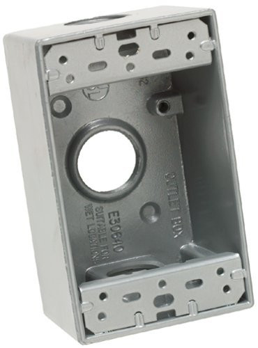 Eaton Wiring Devices 1116-SP single gang weatherproof Outlet Box,  1-gang FS Electrical Box, 3 holes