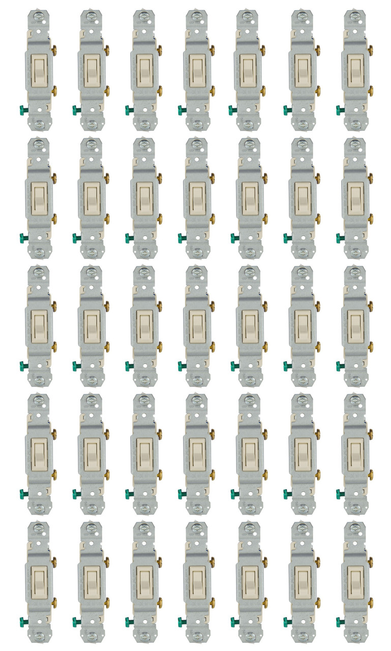 (case of 100) Eaton Wiring 15 Amp Toggle Switch, Single-Pole, Light Almond