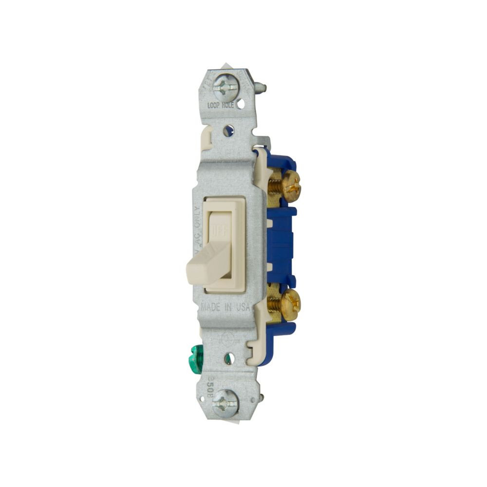 (case of 100) Eaton Wiring 15 Amp Toggle Switch, Single-Pole, Light Almond