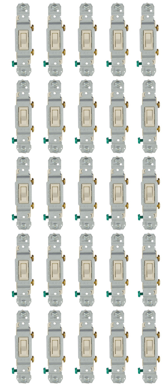 (case of 25) Eaton Wiring 15 Amp Toggle Switch, Single-Pole, Light Almond