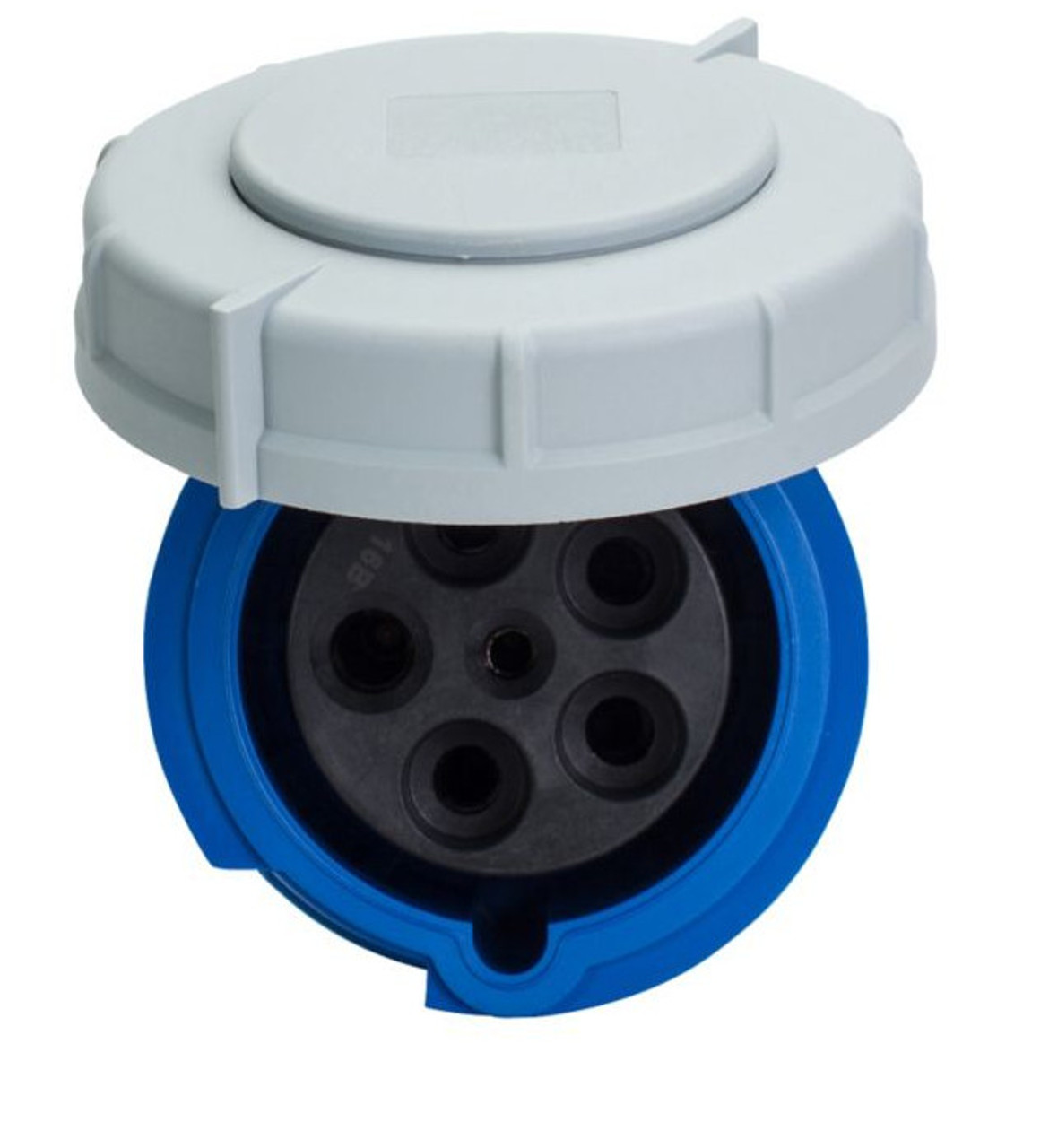 (quantity of 2) EATON Arrow Hart AH560C9W Water-Tight Pin and Sleeve Connector, IP69K rated, 60A 120/208V, 4 pole 5 wire, Female, Blue Nylon, Three Phase 