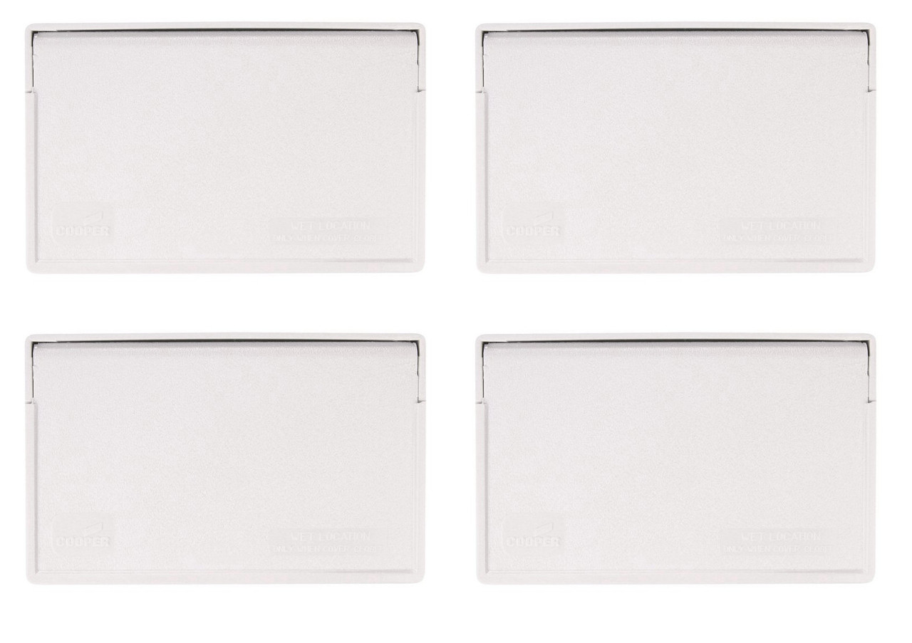 (case of 4) EATON Wiring Devices S3966W-SP White Weatherproof GFCI/Decorator Device Cover, 0.857 in L x 2.974, Horizontal, Plastic