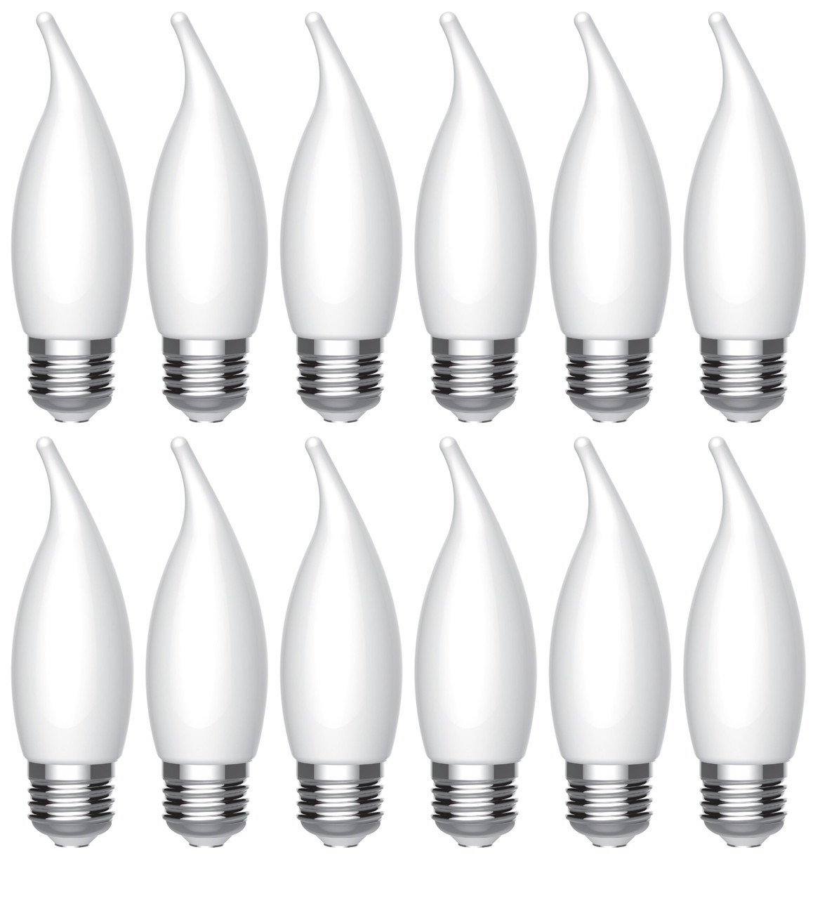 (12 Bulbs) GE Ultra Bright LED Light Bulbs, 100W, Daylight Candle Lights, Frosted Decorative CA12 Light Bulbs, Medium Base 