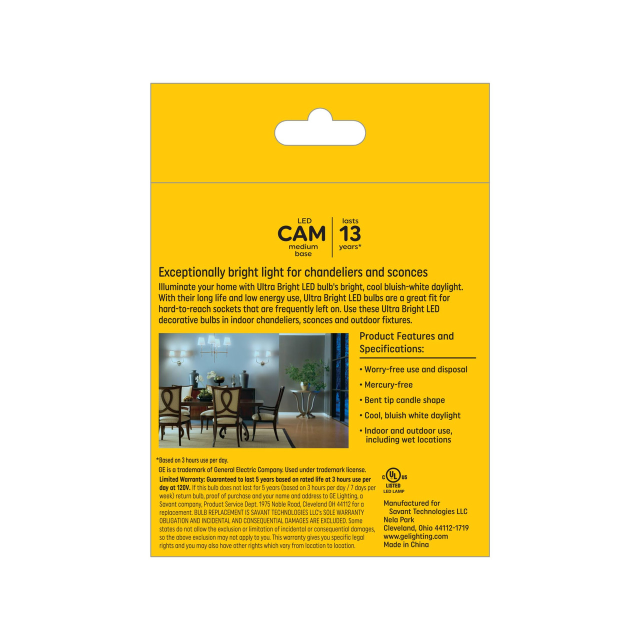 (6 Bulbs) GE Ultra Bright LED Light Bulbs, 100W, Daylight Candle Lights, Frosted Decorative CA12 Light Bulbs, Medium Base 