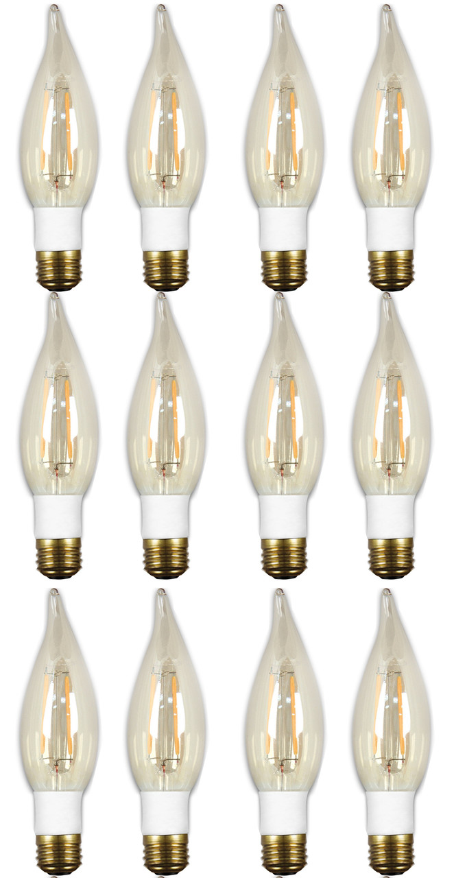 (case of 12 bulbs) GE LED Vintage Style Chandelier Light Bulb with Medium Base, 3-Watt, 300 lumens, 2500K warm white Dimmable, Bent-tip