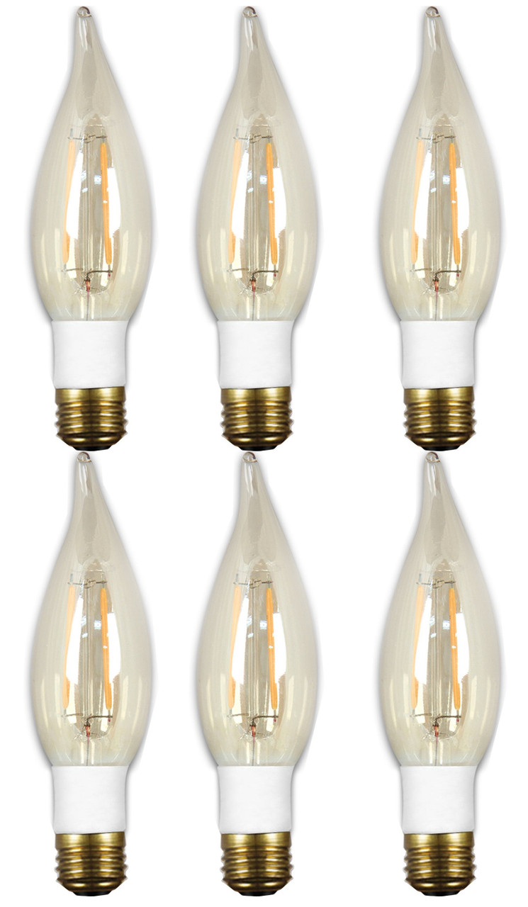 (case of 6 bulbs) GE LED Vintage Style Chandelier Light Bulb with Medium Base, 3-Watt, 300 lumens, 2500K warm white Dimmable, Bent-tip