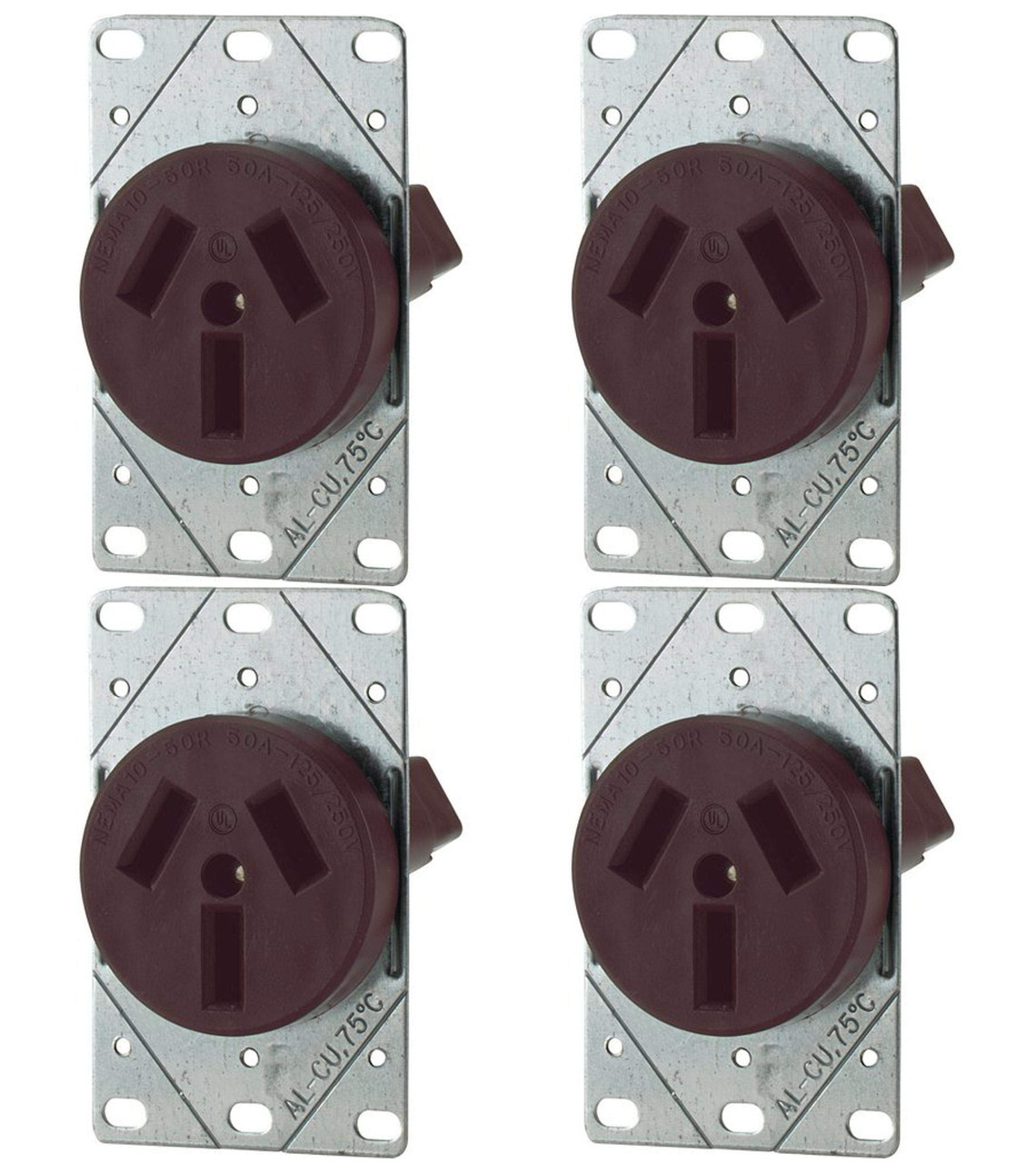 (case of 4) EATON 32B-Box Wall Plates, Brown, Range Receptacle, #12-#4 AWG, Three Pole, Three Wire, non-grounding, 125/250V