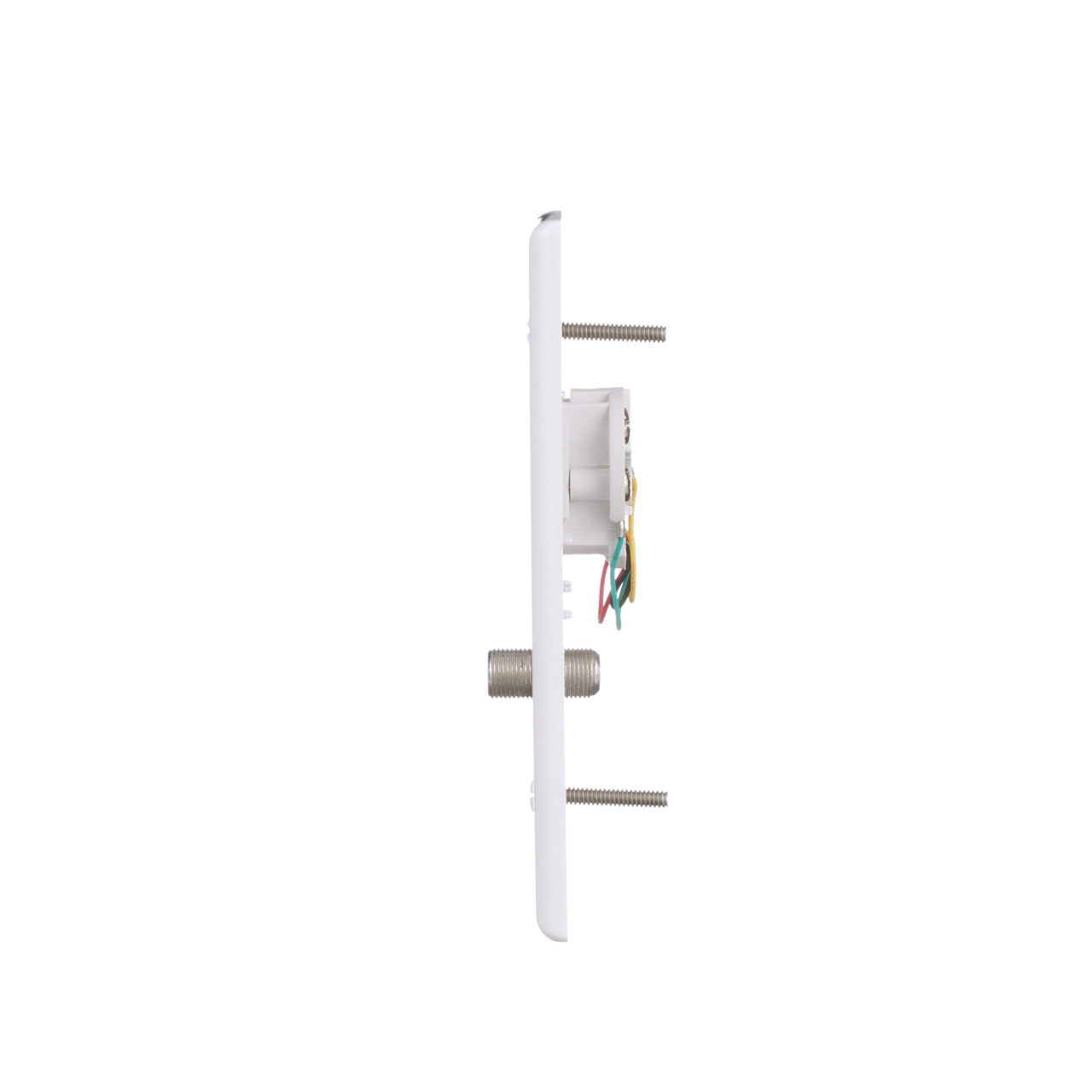 EATON Wiring 3536-4W-L Flush Mount Mid Size Wall Plate with Telephone Jack and Coaxial 4-Conductor, White