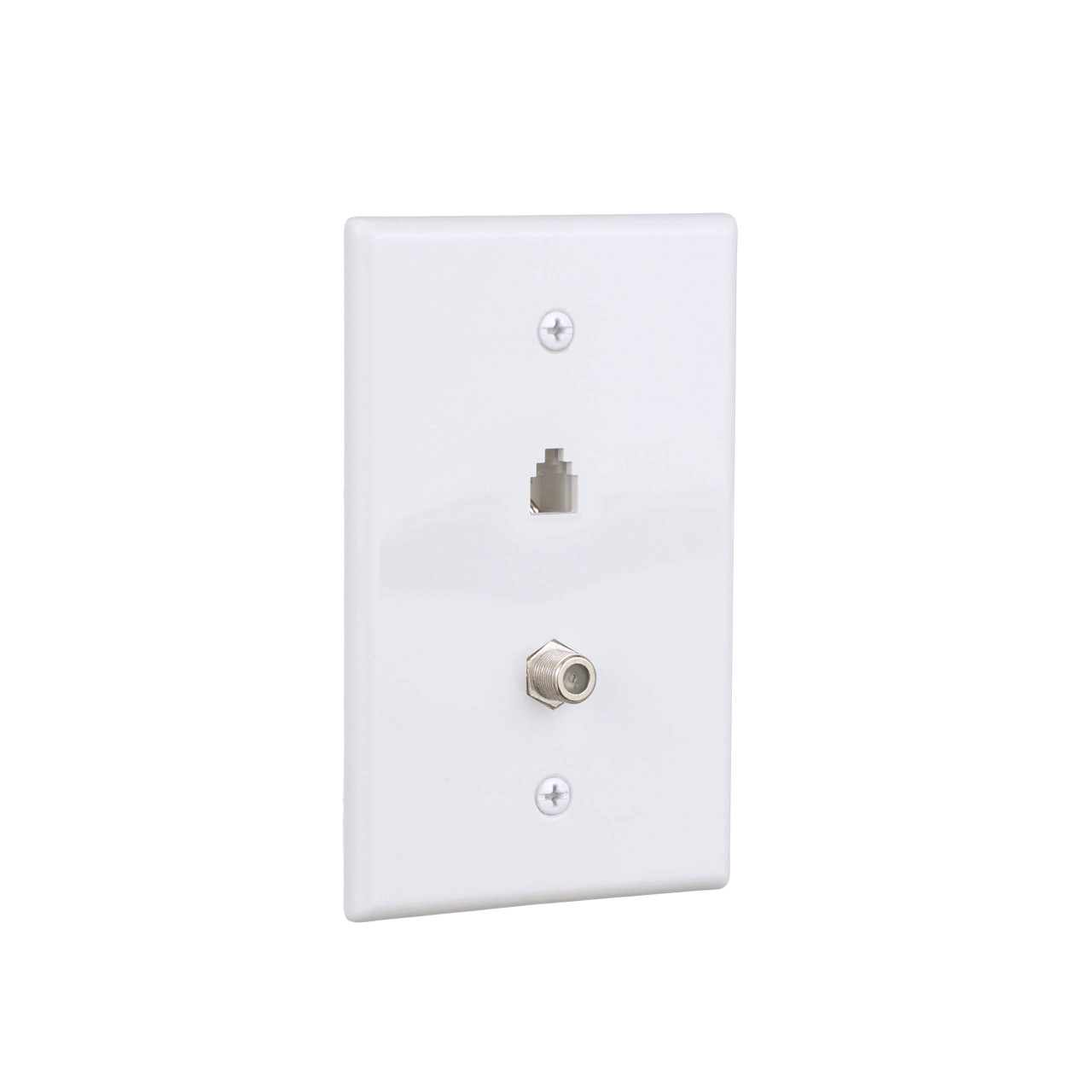 (case of 10) EATON Wiring 3536-4W-L Wall Plate with Telephone Jack and Coaxial 4-Conductor, White