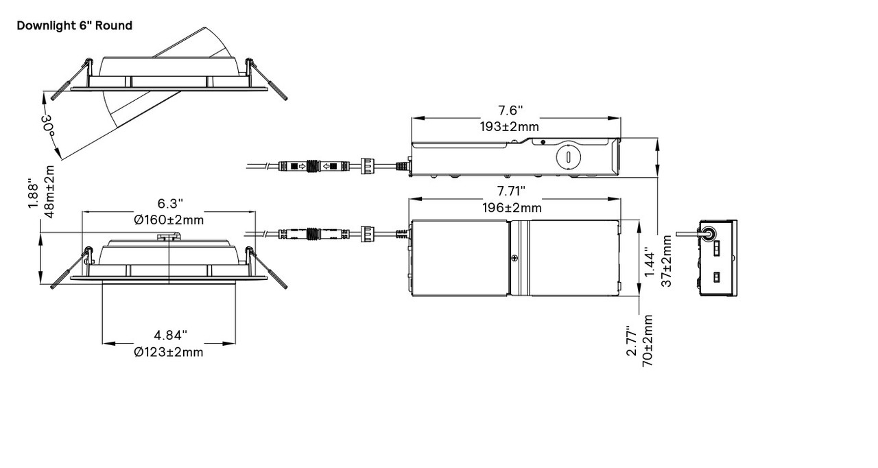 Lightolier LED Gimbal, 6 inch round, recessed downlight, Selectable lumens (900, 1100) and Selectable Color Temperature  (2700K, 3000K, 3500K, 4000K & 5000K) 0-10V Dimming, white