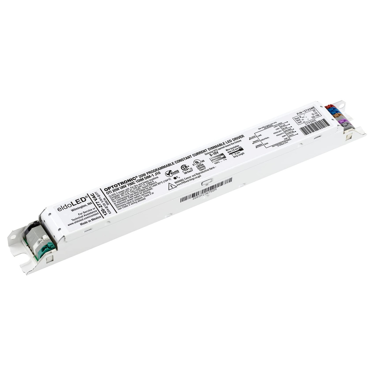 eldoLED 2743WE 20W OPTOTRONIC Programmable Constant Current Dimmable LED Driver - OTI 20W UNV 700C 1DIM DIM-1 J10, 2743WE, Replacement/Compatible with Osram 57431